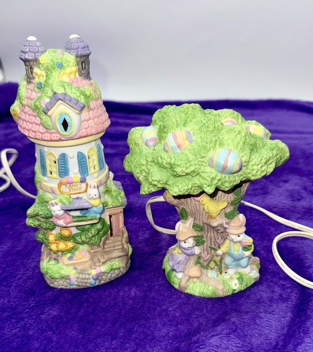 1990s Vintage Easter Bunny Light Figurine Spring Decor